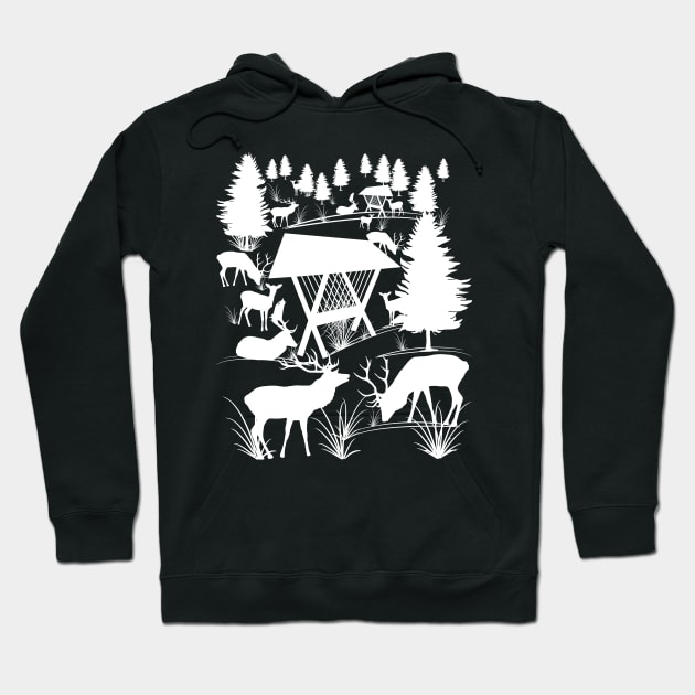 deer, roe deer, tree, antler, animals, hunting Hoodie by rh_naturestyles